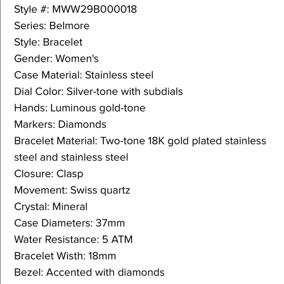 Michele Two tone Belmore Chronograph watch main image 10